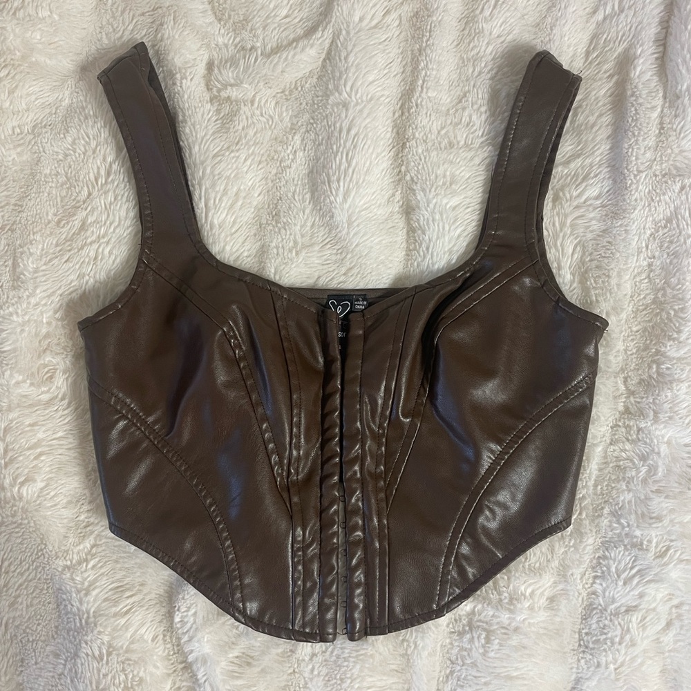 brown corset crop top